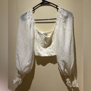 Urban Outfitters White Sheer Sleeve Top